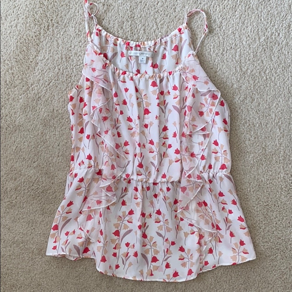 Pink Floral Spaghetti Strap Blouse